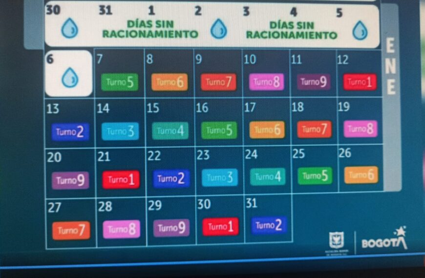 Racionamiento de agua en Bogota 2025, vuelve con el turno 5, a partir de enero 7. Vea…