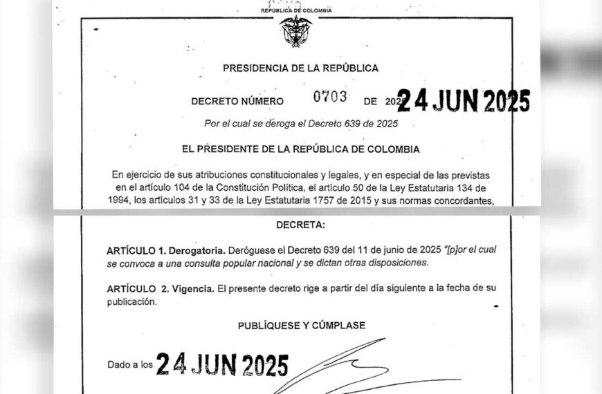 Vea el decreto que deroga convocatoria a Consulta Popular Colombia 2025.