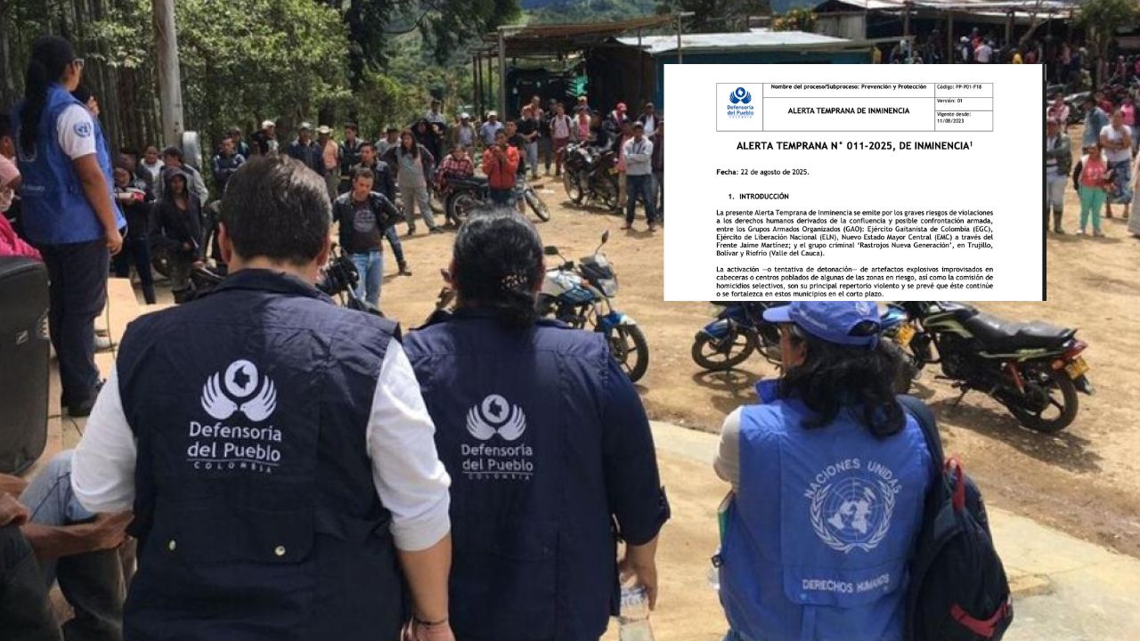 Alertas tempranas DH Valle del Cauca, Colombia, agosto 24 del 2025