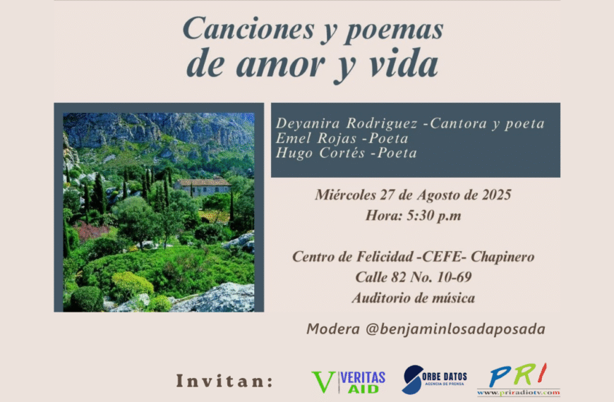Canciones y poemas en Bogotá, Chapinero, agosto 27. Únete.