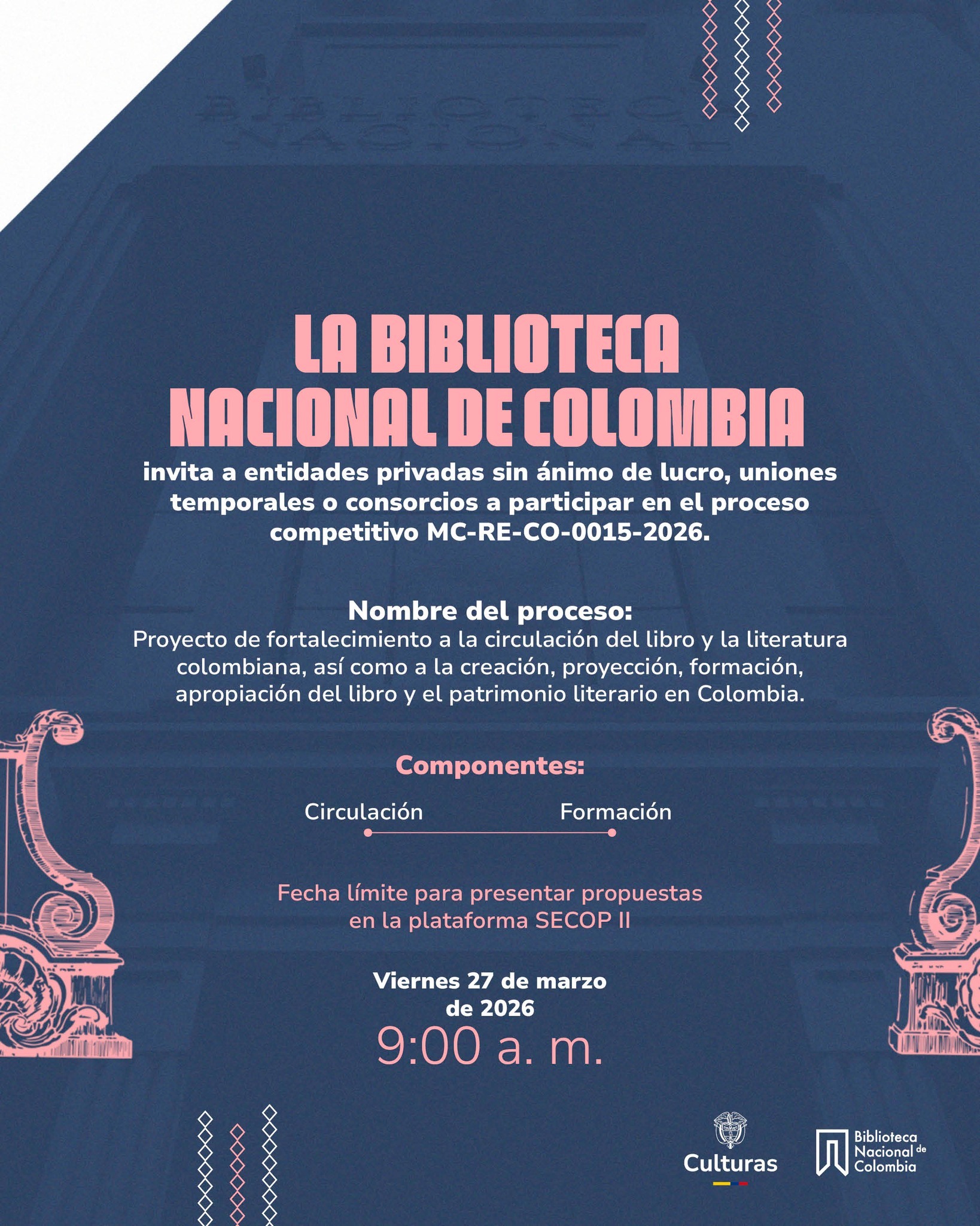 Biblioteca Nacional abre convocatoria para fortalecer la circulación del libro y la literatura en Colombia.
