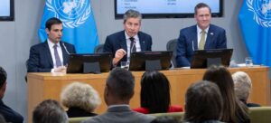 Representantes de Estados Unidos y la ONU durante anuncio de financiación para programas humanitarios internacionales.