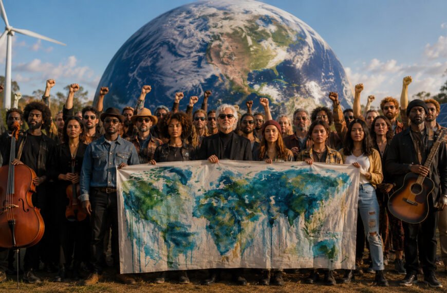 Artistas y representantes ambientales respaldan un tratado internacional para impulsar la transición energética y reducir el uso de combustibles fósiles.