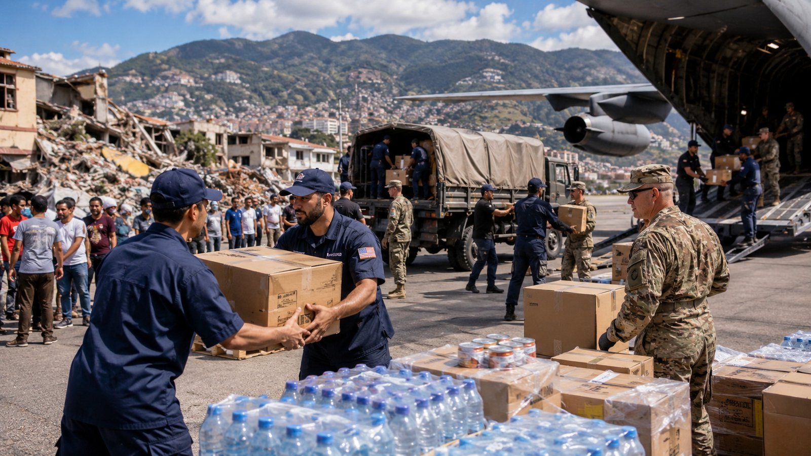 Equipos humanitarios y de rescate entregan asistencia de emergencia en Venezuela tras los terremotos de junio de 2026.