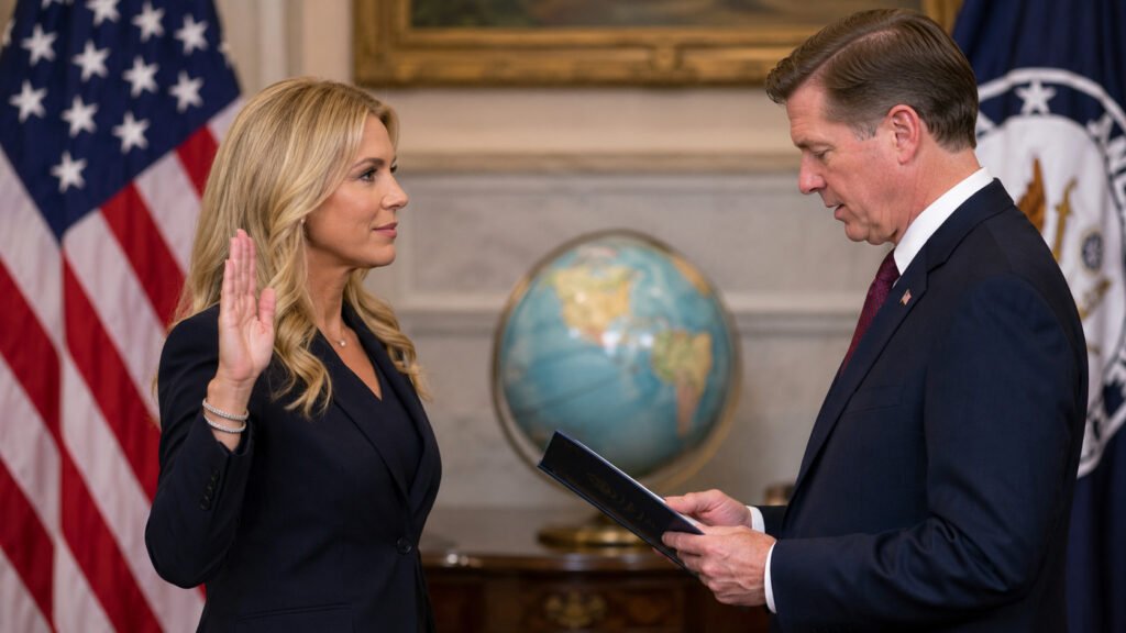 Charity Wallace durante su nombramiento como enviada especial de Estados Unidos para promover iniciativas internacionales en favor de las futuras generaciones.