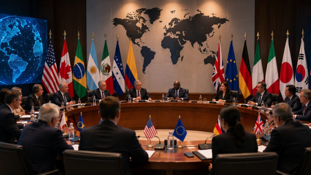 Representantes internacionales participan en una reunión de seguridad convocada por Estados Unidos para coordinar acciones contra el terrorismo político transnacional.