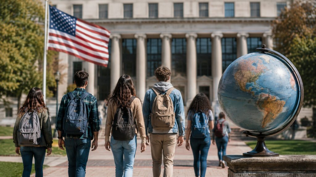 Estudiantes internacionales en una universidad de Estados Unidos durante la implementación de nuevas reglas para los visados F, J e I.