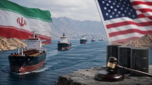 Buques mercantes navegan por el estrecho de Ormuz mientras Estados Unidos anuncia nuevas sanciones contra entidades y empresas vinculadas a Irán por presuntas operaciones marítimas y petroleras.
