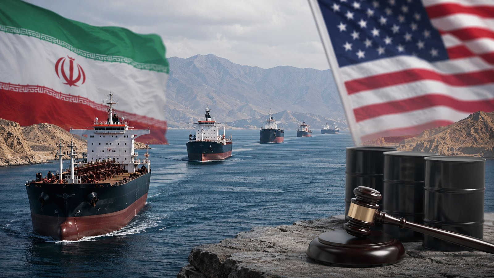 Buques mercantes navegan por el estrecho de Ormuz mientras Estados Unidos anuncia nuevas sanciones contra entidades y empresas vinculadas a Irán por presuntas operaciones marítimas y petroleras.